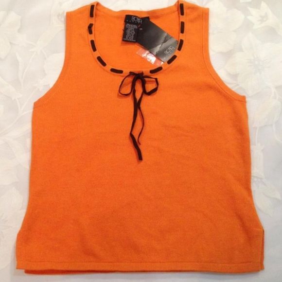 Y2K BCBG Burnt Orange And Brown Suede Sleeveless Top NWT - Picture 4 of 5